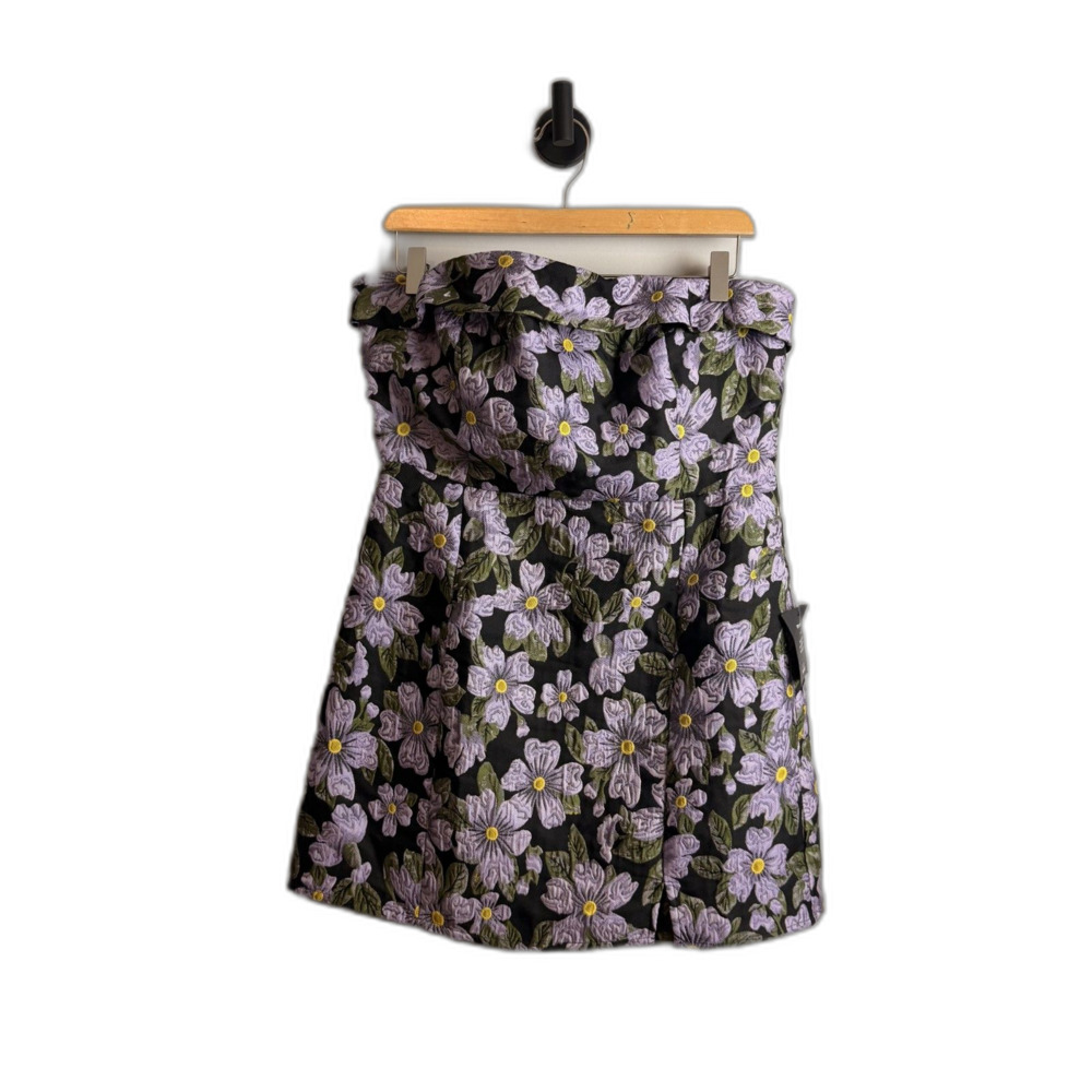 NWT Lulus Purple Darling Sensation Black Floral Jacquard Strapless Mini Dress XL - Picture 2 of 16